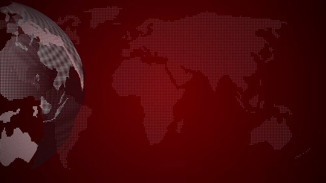 Breaking News intro for TV broadcast news show program with 3D breaking news text and badge. Global Earth Rotating Digital World News Studio, 4k quality animation video