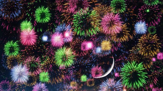 Colorful abstract particle explosion animation loop