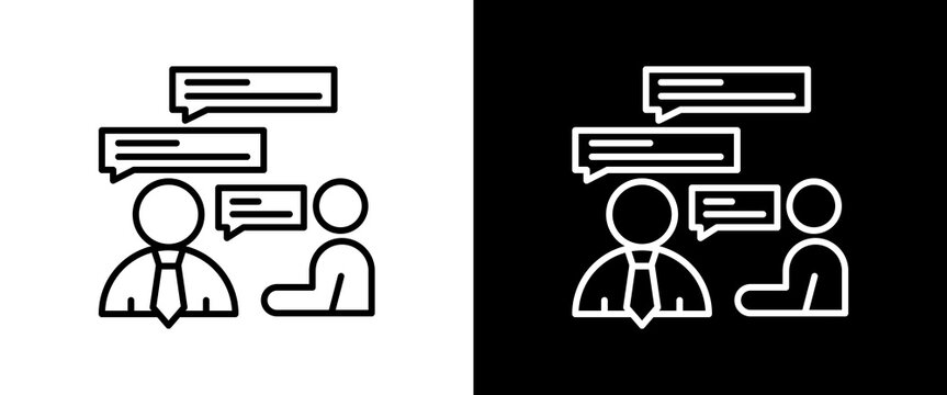 Discussion white and black icon set design