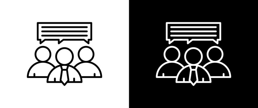 Discussion white and black icon set design