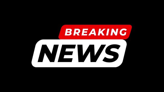 Animated gif template for TV news program broadcast with breaking news text