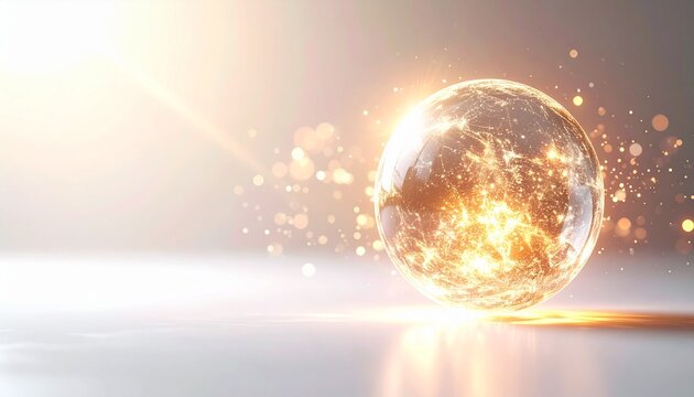 Glowing global earth concept with golden energy and light effects