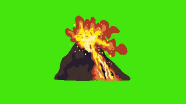 Volcanic Magma Eruption Green Screen Animation
