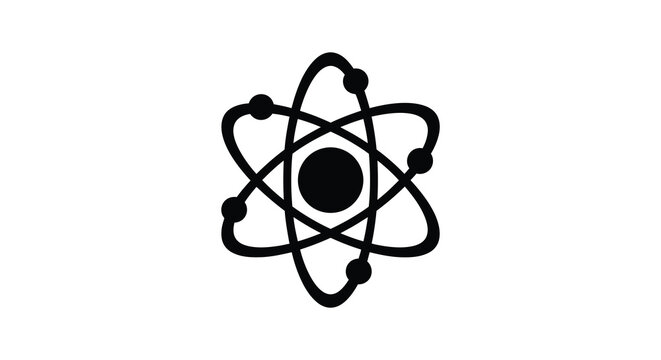 Atomic Structure Representation Black Silhouette Against White Background atom nucleus