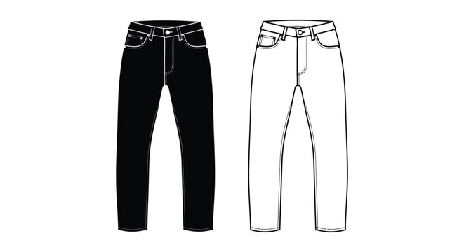 Pair Of Jeans In Black And White Silhouette denim trousers