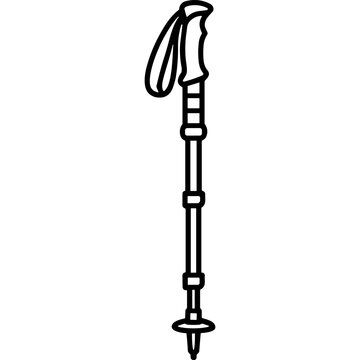 Trekking pole simple linear gear drawing.