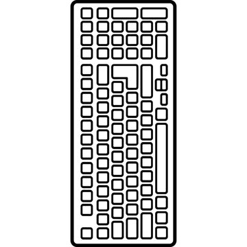 Vertical computer keyboard line art outline.