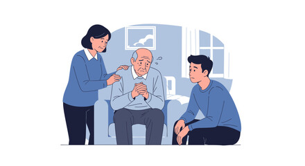 Fototapeta premium Family Support for Elderly Man - Caring for Seniors, Comforting Elders