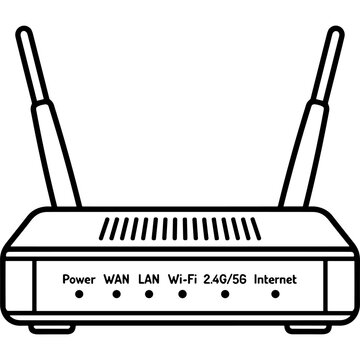 Wireless wifi router internet connection line art icon.