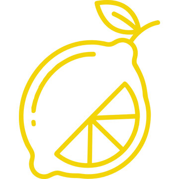 Yellow lemon outline with internal slice view.