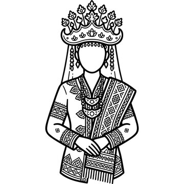 Woman in traditional Southeast Asian ceremonial dress and crown.
