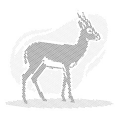 Elegant gazelle or deer silhouette with halftone dot patterns © MS Meraj