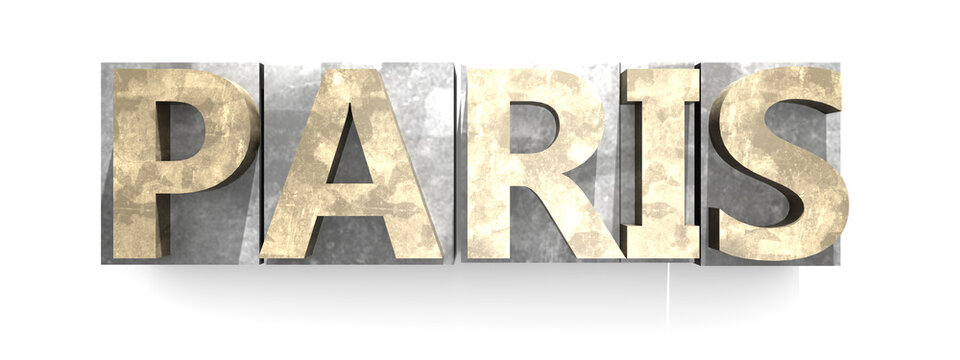 Paris word. Old vintage letterpress concept
