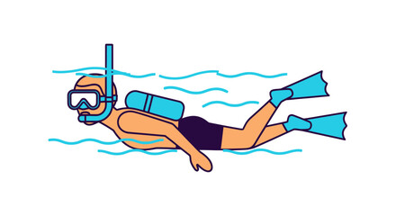 Illustration of a person snorkeling in clear water. © Abutop