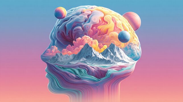 Abstract mindscape showcasing boundless creative potential