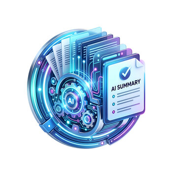 3D AI Summary Icon for Artificial Intelligence Document Automation