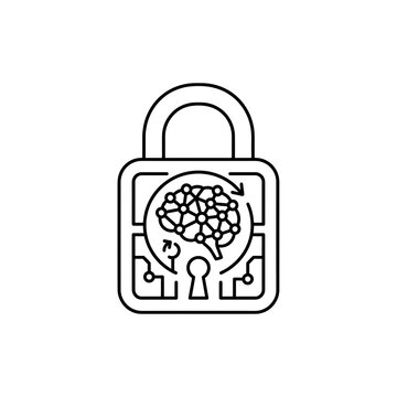 Digital Cyber Security Padlock Icon with Tech Circuitry Design