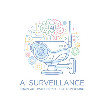 AI Surveillance Camera Icon for Smart Automation and Security