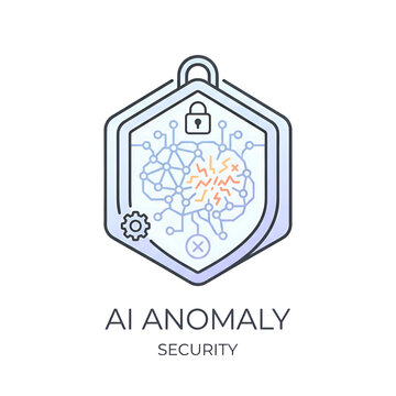 AI Anomaly Detection and Cyber Security Shield Icon for Neural Network