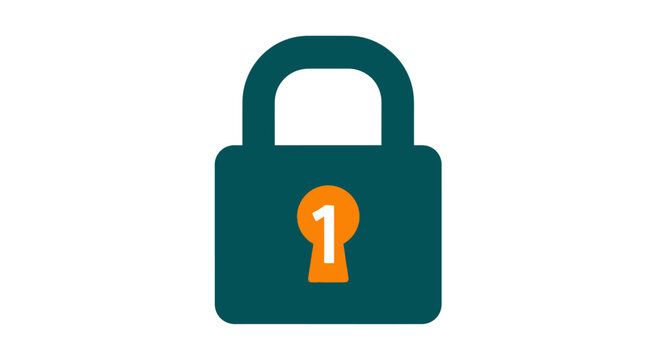 Digital Padlock Security Icon.