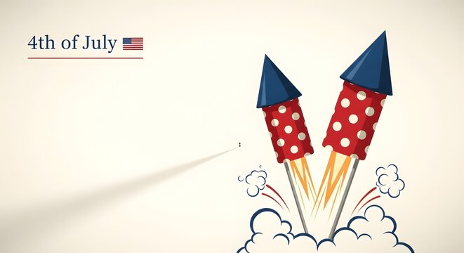 Patriotic fireworks rockets for July fourth celebration