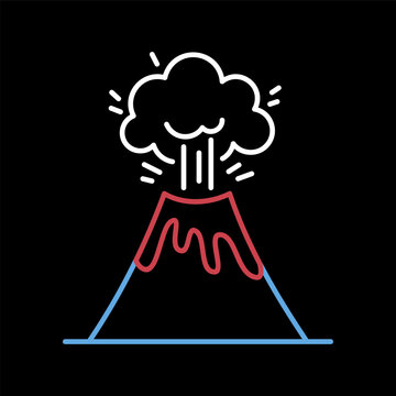 Volcano vector icon. Lava magma. Volcanic eruption