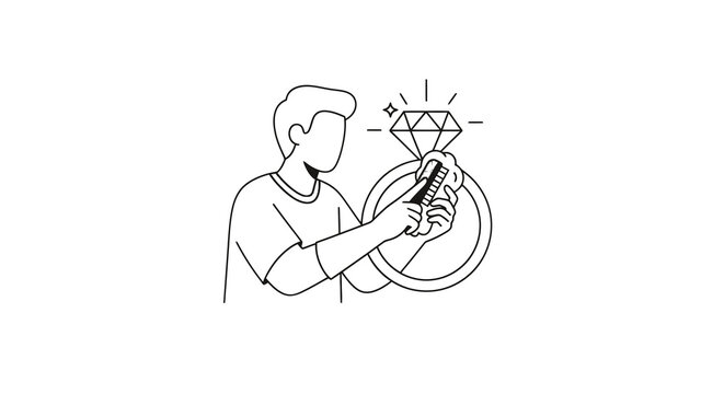 Man proposing with engagement ring illustration.