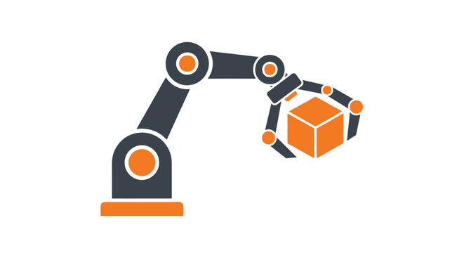 Robotic Arm Holding Orange Box.
