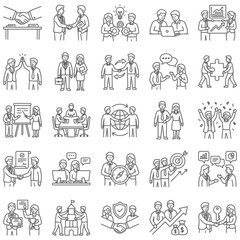 Fototapeta premium business partnership teamwork and collaboration icons illustrating successful corporate strategy and innovation