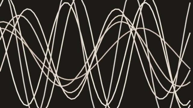 Abstract Wave Lines in High Contrast Dark Background Demonstrating Dynamic Motion
