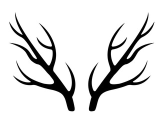 Obraz premium Black Deer Antlers Silhouette Vector