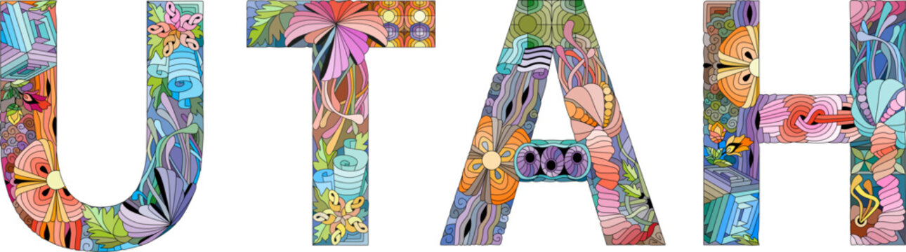 Word Utah. Vector object for decoration