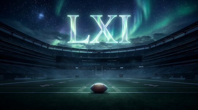 Mysterious glowing LXI roman numerals on dark textured background