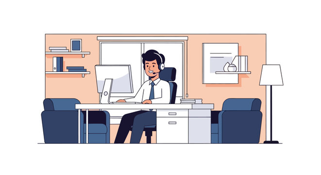 Man sitting at office desk.