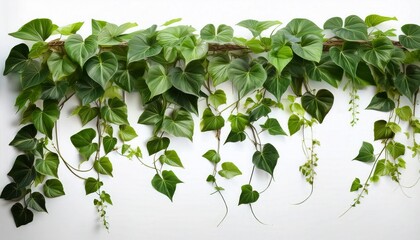 Fototapeta premium A Captivating Photograph Of Vibrant Green Climbing Plant Vines With Fresh Leaves Isolated On A Transparent Background