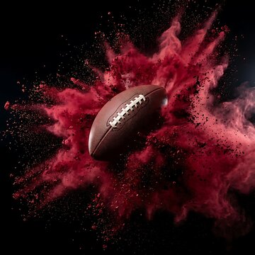 American football with cosmic purple space background
