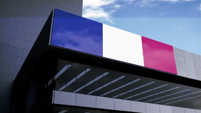 France Flag on Building with Sky in Background