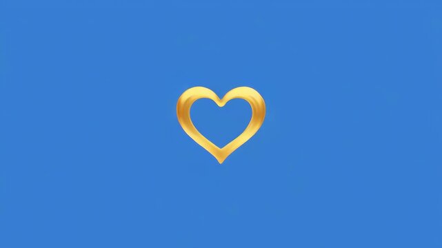 Golden heart shapes dissolving fluidly with liquid drips on blue background motion graphic loop