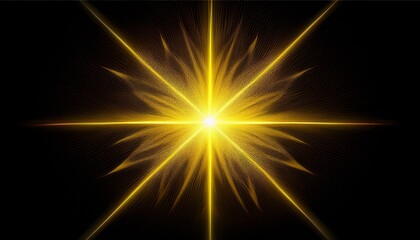 Fototapeta premium Large Eight Point Yellow Starburst Light Flare Effect On A Transparent Background