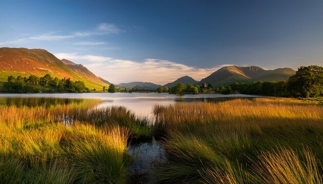 Golden Hour At Tarn Hows Near Ambleside On A Calm Summer Evening In The Lake District Uk