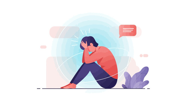 Distressed person sitting alone, feeling isolated and overwhelmed