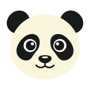 Cute panda face cartoon character smiling friendly animal