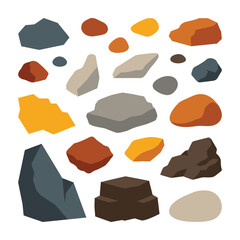 Set of Various Stones and Rocks Isolated on White Background for Nature Designs © Snapvion