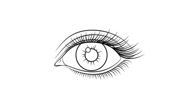 Human eye sketch illustration. Hand drawn graphic of an open eye with eyelashes.