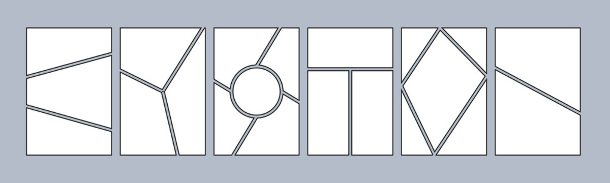 Set blank of comics book page, grid manga comic layout, photo collage storyboard - vector