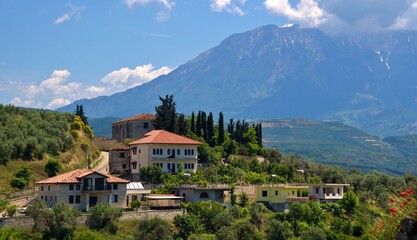 Berat, Albania, Mangalem, Gorica, Ottoman architecture, traditional houses, mountain landscape, scenic view, city of windows, UNESCO World Heritage, Tomorr mountain, Balkans, old town, travel photogra © Kuzan