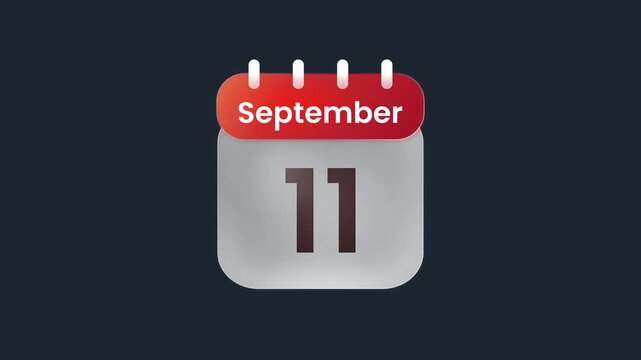 September 11th Calendar Page Loop Animation Prores Alpha Channel 4K 60fps