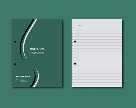 Spiral Notebook Cover Mockup Front and Back View Flat Vector Illustration | Office Stationery Design