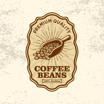 Coffee Scoop Packaging Label Retro Vector