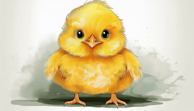 watercolor of a chick a chicken isolated on white background